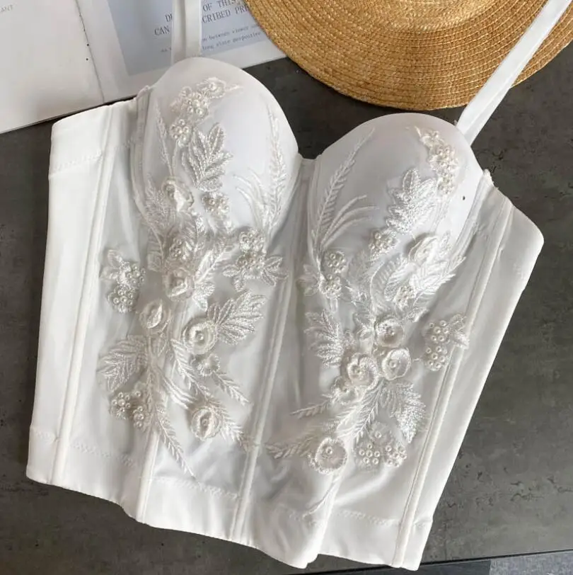 Women Heavy Embroidery Beading Bustier Corset Chain Slim Crop Sexy White Chest Binder Punk Club Bra Tops p1663
Women Heavy Embroidery Beading Bustier Corset Chain Slim Crop Sexy White Chest Binder Punk Club Bra Tops p1663