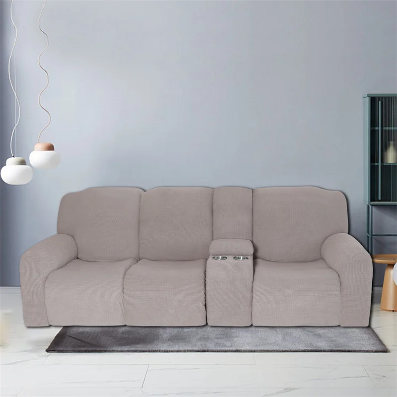 Housse extensible pour fauteuil inclinable 3 places, avec porte-gobelet, en polaire, pour salon Housse extensible pour fauteuil inclinable 3 places, avec porte-gobelet, en polaire, pour salon