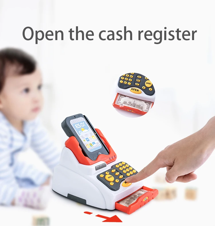 toy cash register with credit card swipe