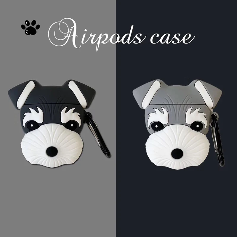 Мягкий силиконовый чехол для беспроводных наушников 3D dog Standard Schnauzer с Bluetooth Apple