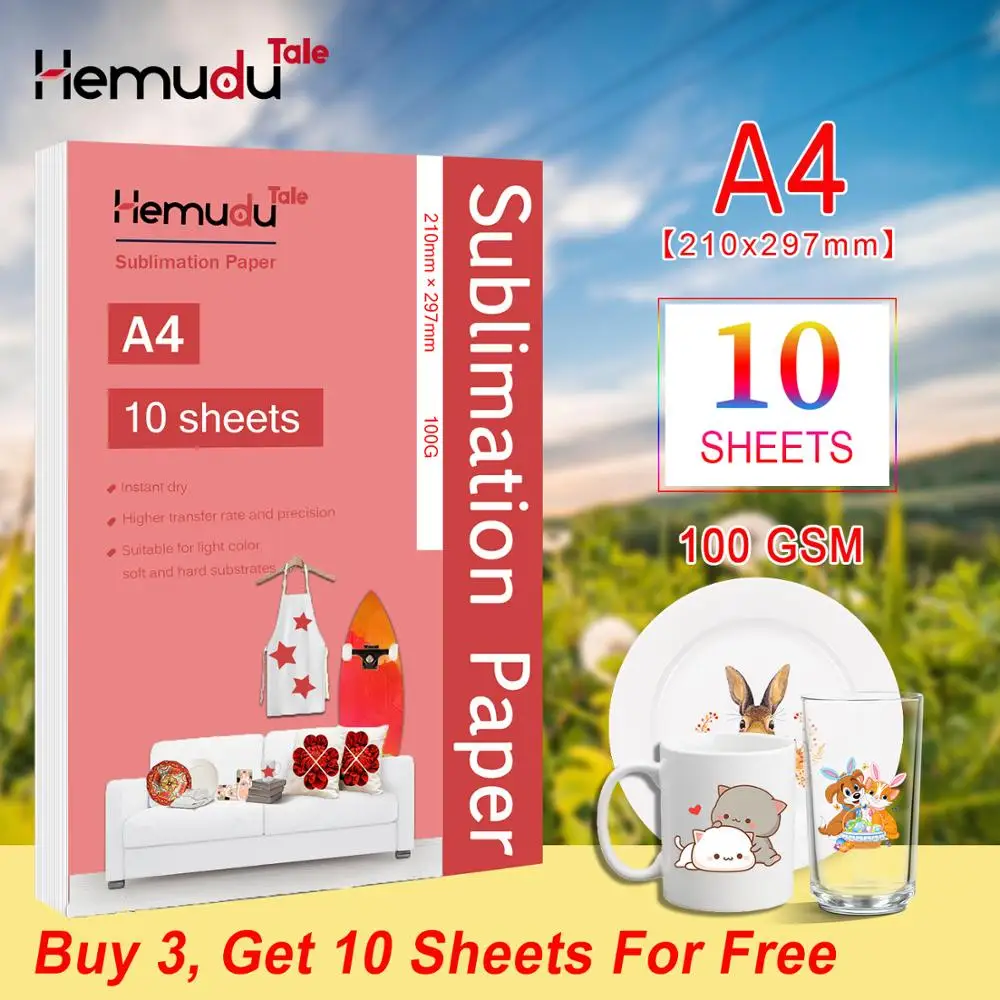 A4 Sublimation Heat Transfer Paper 100G 10sheets for Polyester T-Shirt Cushion Fabrics Phone Case Printing Design
A4 Sublimation Heat Transfer Paper 100G 10sheets for Polyester T-Shirt Cushion Fabrics Phone Case Printing Design
