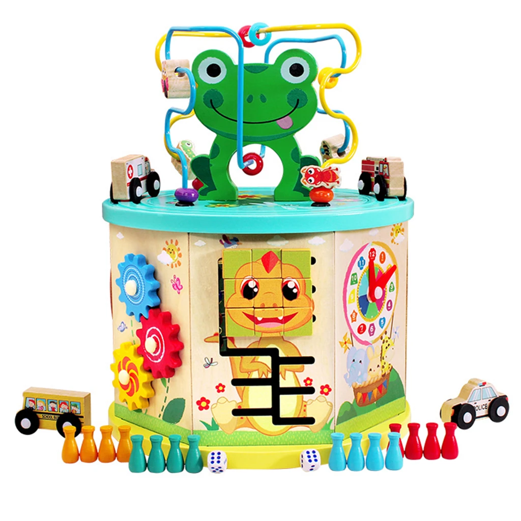 Activity Cube Toys Baby Educational Wooden Bead Maze Shape Sorter Abacus Toy Activity Cube Toys Baby Educational Wooden Bead Maze Shape Sorter Abacus Toy