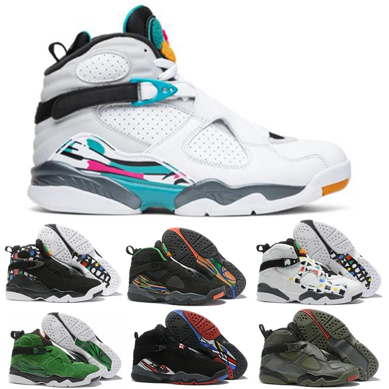 

2020 Men 8 8S South Beach Valentine's Day Basketball Shoes Aqua Chrome Countdown Pack Peat Playoff Trainer Sports Sneaker