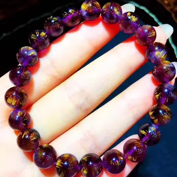 8.6mm Genuine Natural Cacoxenite Purple Rutilated Quartz Bracelet For Women Men Stretch Crystal Round Beads Certificate AAAAAA
8.6mm Genuine Natural Cacoxenite Purple Rutilated Quartz Bracelet For Women Men Stretch Crystal Round Beads Certificate AAAAAA