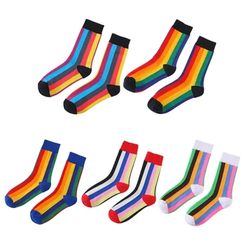 Women Autumn Rainbow Vertical Striped Long Crew Socks Novelty Harajuku Hip Hop Skateboard Student Cotton Stockings
Women Autumn Rainbow Vertical Striped Long Crew Socks Novelty Harajuku Hip Hop Skateboard Student Cotton Stockings