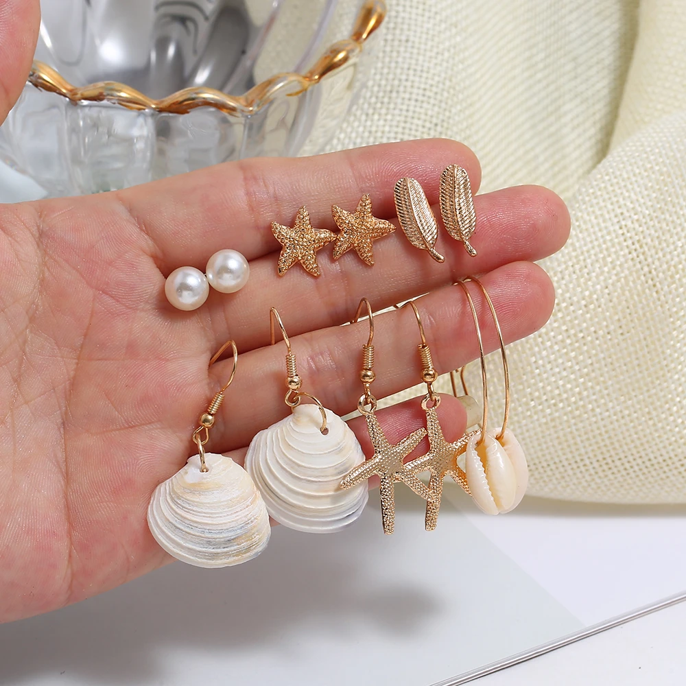 Vintage Shell Pearl Drop Earrings Set For Women BOHO Tassel Geometric Star Shape Women Jewelry For Party
Vintage Shell Pearl Drop Earrings Set For Women BOHO Tassel Geometric Star Shape Women Jewelry For Party