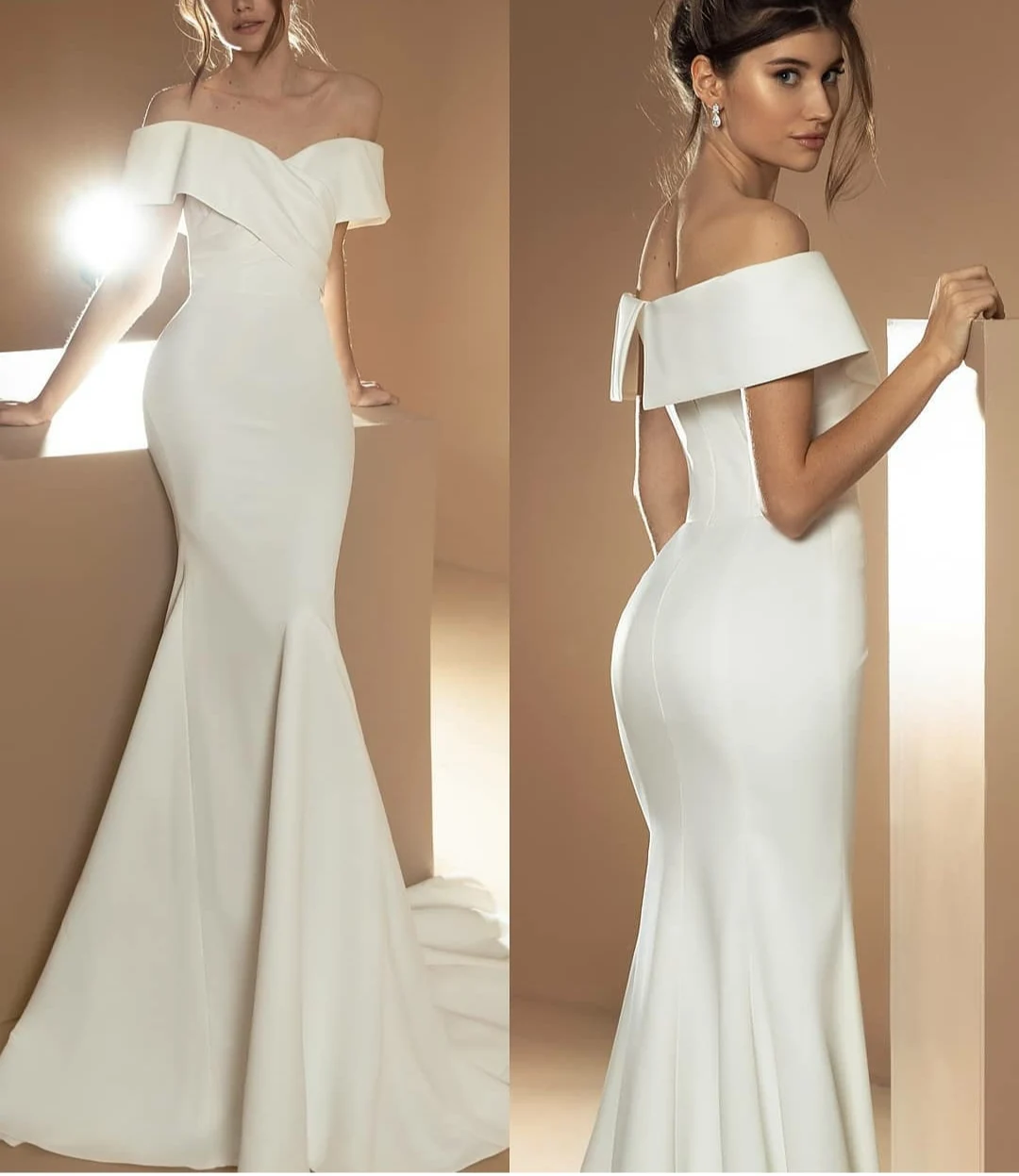 Vintage Mermaid V-Neck Long Wedding Dresses Satin Sweep Train Zipper Back Ivory Brautkleid Robes de Soirée for Women
Vintage Mermaid V-Neck Long Wedding Dresses Satin Sweep Train Zipper Back Ivory Brautkleid Robes de Soirée for Women
