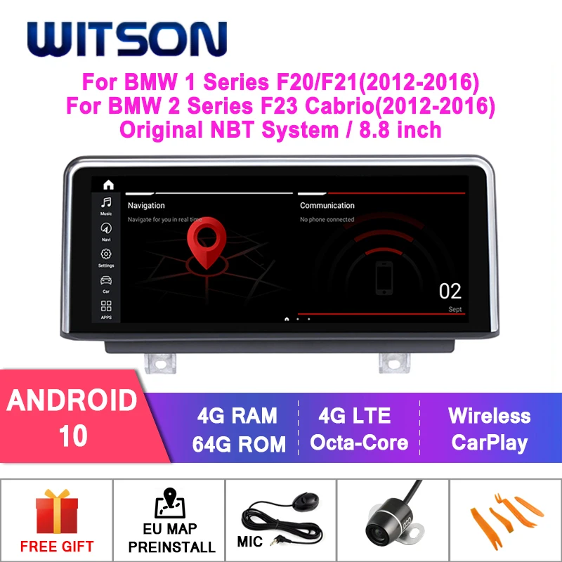 Фото WITSON Android 10 0 8 &quotавтомобильный DVD GPS для BMW 1 серии F20 F21 2 F23 Cabrio 4 Гб + 64 стерео