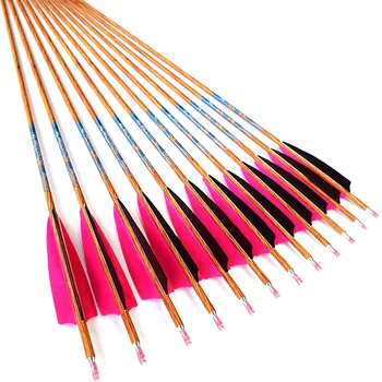 12pcs 33 inch Wood Skin Carbon Arrows Spine 350 400 500 600 700 With 5" Real Feather for Longbow Recurve Bow Hunting 
12pcs 33 inch Wood Skin Carbon Arrows Spine 350 400 500 600 700 With 5" Real Feather for Longbow Recurve Bow Hunting