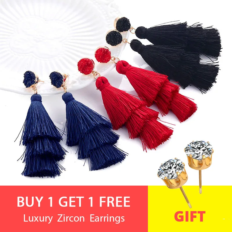 VKME Bohemia tassel earrings ladies new multi-layer earrings retro ethnic style cluster earrings Brinco statement fashion jewelr
VKME Bohemia tassel earrings ladies new multi-layer earrings retro ethnic style cluster earrings Brinco statement fashion jewelr