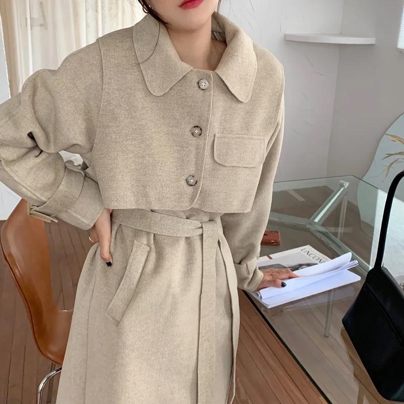Retro And Elegant Long Wool Coat Hepburn Wind Waistcoat Two-Piece Waist Woolen Women'S Winter Jacket
Retro And Elegant Long Wool Coat Hepburn Wind Waistcoat Two-Piece Waist Woolen Women'S Winter Jacket