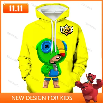 

Shark Leon Shooting Game 3d Sweatshirt Brawling Boys Girls Tops Hoodies Teen Clothes Shoot Star Children's Wear Kids Hoodie