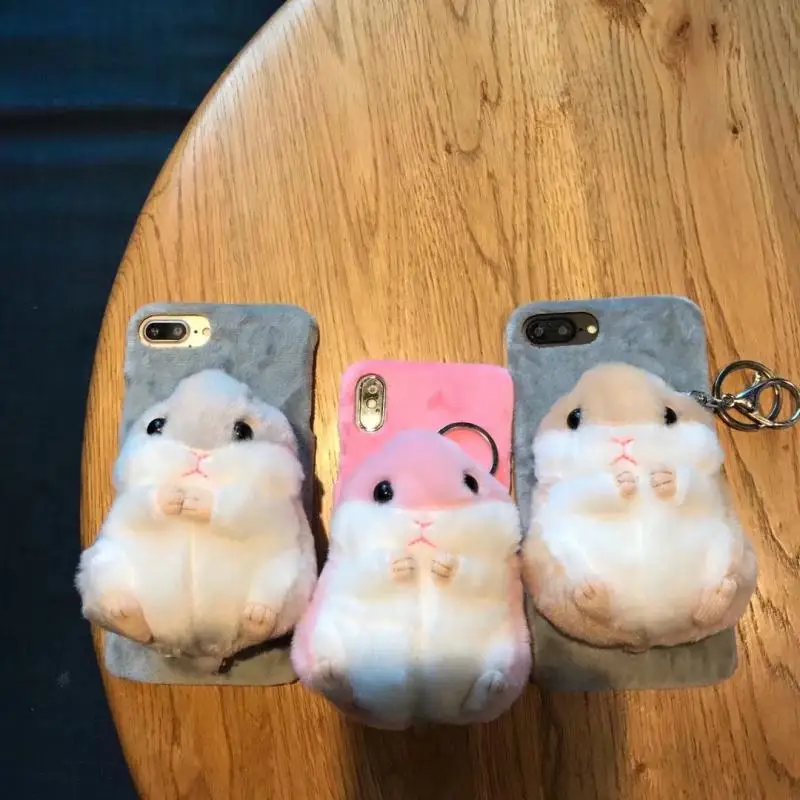 Милый меховой чехол с хомяком для Iphone 11 Pro Max pro XS 8plus 7 6 S пушистая теплая накладка