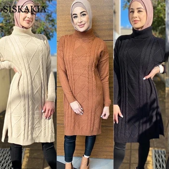 Siskakia Turtleneck Pullover Sweaters Winter 2020 New Women Solid Knitted Full Sleeve Knee Length Tops Arabic Muslim Clothing 
Siskakia Turtleneck Pullover Sweaters Winter 2020 New Women Solid Knitted Full Sleeve Knee Length Tops Arabic Muslim Clothing
