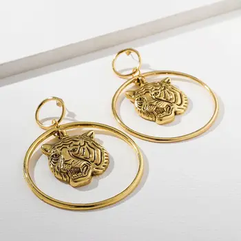Fashion Lady Tiger Round Gold Pendant Dangle Earrings for Women Wedding Party Accessories Mujer Boucles D Oreille Femme 2020
Fashion Lady Tiger Round Gold Pendant Dangle Earrings for Women Wedding Party Accessories Mujer Boucles D Oreille Femme 2020