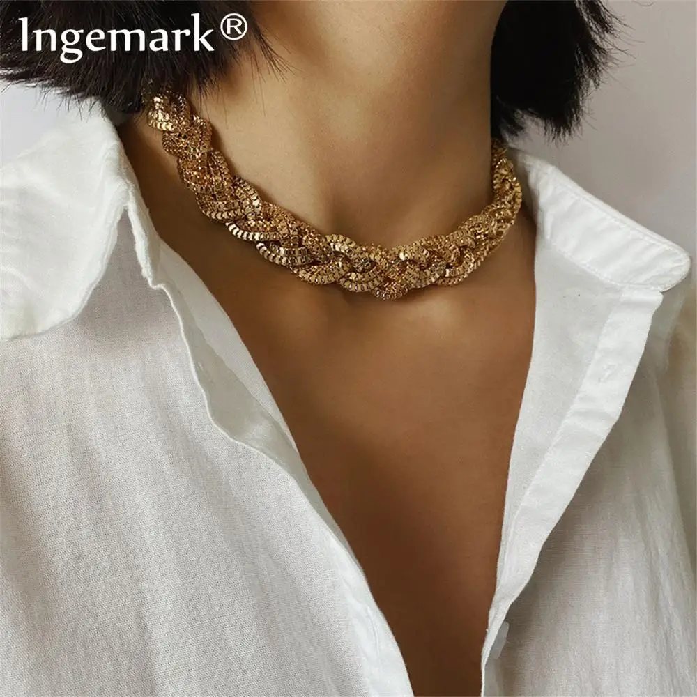 Punk Big Iron Chunky Chain Necklace Collar Steampunk Hip Hop Thick Twisted Snake Choker Necklace for Women Clavicle Best Jewelry
Punk Big Iron Chunky Chain Necklace Collar Steampunk Hip Hop Thick Twisted Snake Choker Necklace for Women Clavicle Best Jewelry