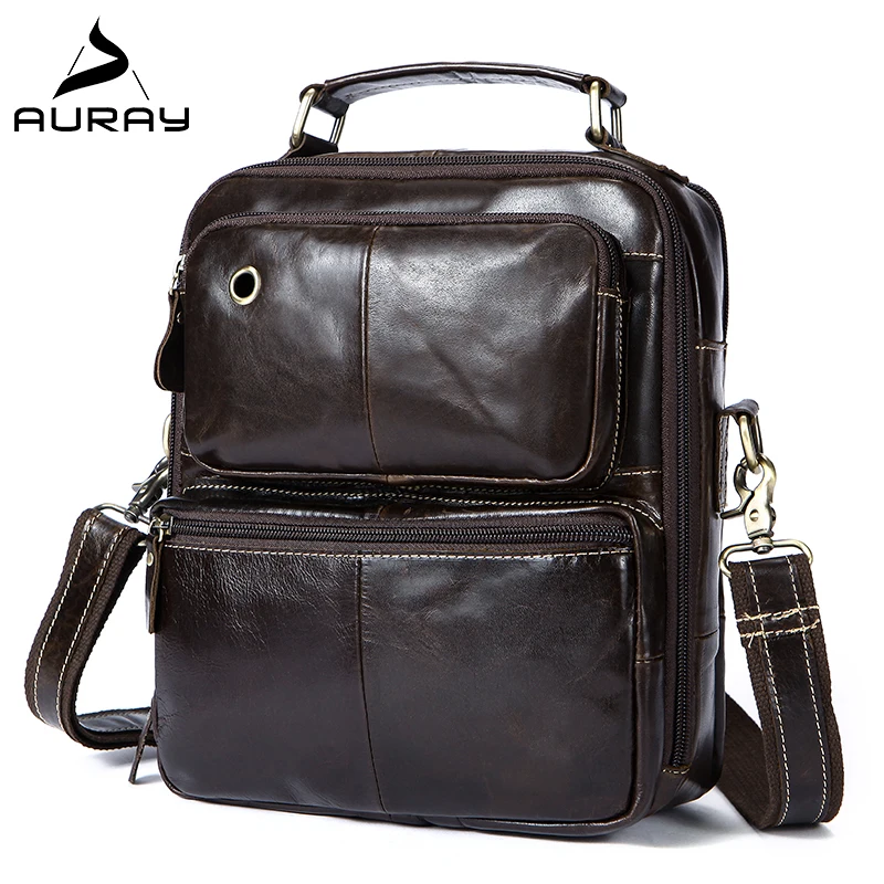 

AURAY Fashion Casual Mens Genuine Leather Bag Man Small Messenger Bag Men Leather Handbags Crossbody Bags For Men Shoulder Bag