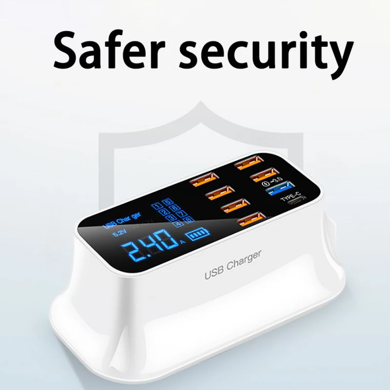 LED Display Desktop 8USB smart charger for iPhone Android mobile portable charging for Xiaomi Samsung
LED Display Desktop 8USB smart charger for iPhone Android mobile portable charging for Xiaomi Samsung