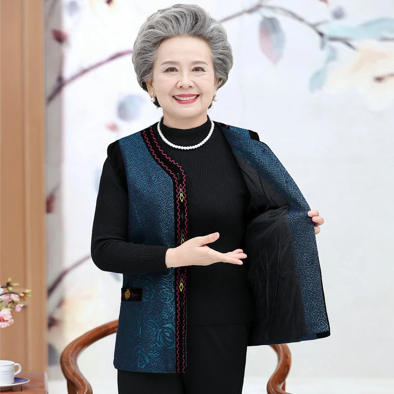 Spring Autumn Chinese Style Padded Vests Elderly Woman V-neck Thicken Quilted Waistcoat Grandma Mother Warm Sleeveless Outerwear
Spring Autumn Chinese Style Padded Vests Elderly Woman V-neck Thicken Quilted Waistcoat Grandma Mother Warm Sleeveless Outerwear