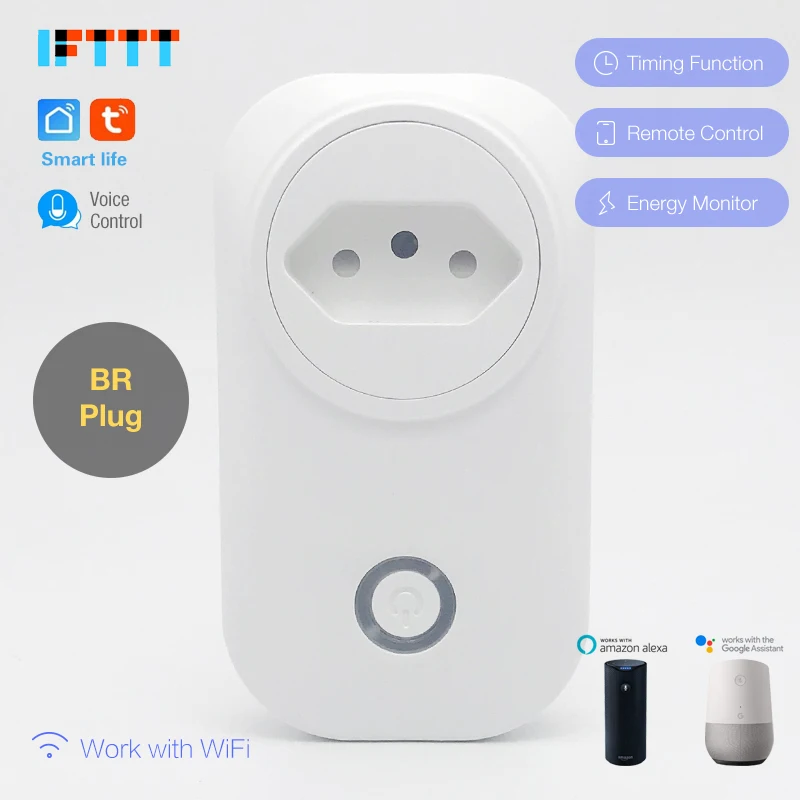 WIFI Smart Brazil Plug Power Monitor 16A BR Smart Socket Wireless Outlet Voice Control Work with Alexa Google home
WIFI Smart Brazil Plug Power Monitor 16A BR Smart Socket Wireless Outlet Voice Control Work with Alexa Google home