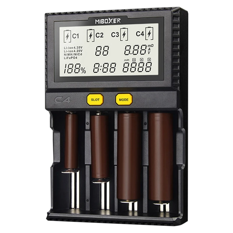 MiBoxer C4 Battery Charger ligent Ni-MH Lithium Battery Charger with Discharge Test Capacity AA AAA 18650(US Plug)
MiBoxer C4 Battery Charger ligent Ni-MH Lithium Battery Charger with Discharge Test Capacity AA AAA 18650(US Plug)