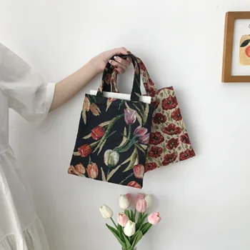 Women's Casual Canvas Shoulder Bag Flowers Printing Shopping Bag Cotton Cloth Lady Handbag Eco Reusable Large Tote Shopper Bags
Women's Casual Canvas Shoulder Bag Flowers Printing Shopping Bag Cotton Cloth Lady Handbag Eco Reusable Large Tote Shopper Bags