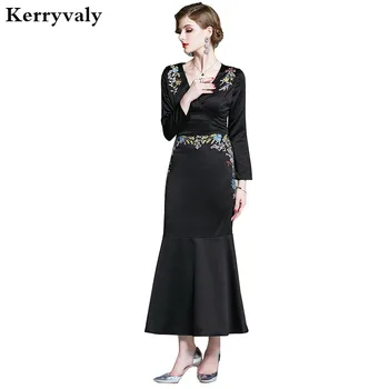 Fairy Elegant Fishtail Black Embroidery Maxi Dress Jurken Zomer 2020 Women Runway Long Party Dress Robe Longue Femme Ete K8088
Fairy Elegant Fishtail Black Embroidery Maxi Dress Jurken Zomer 2020 Women Runway Long Party Dress Robe Longue Femme Ete K8088