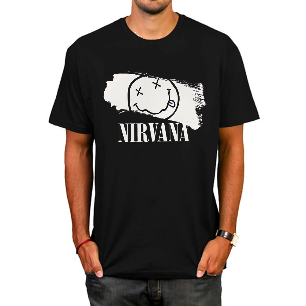 Nirvana футболка счастливое лицо Курт Кобейн Спаситель для мужчин принт хлопок