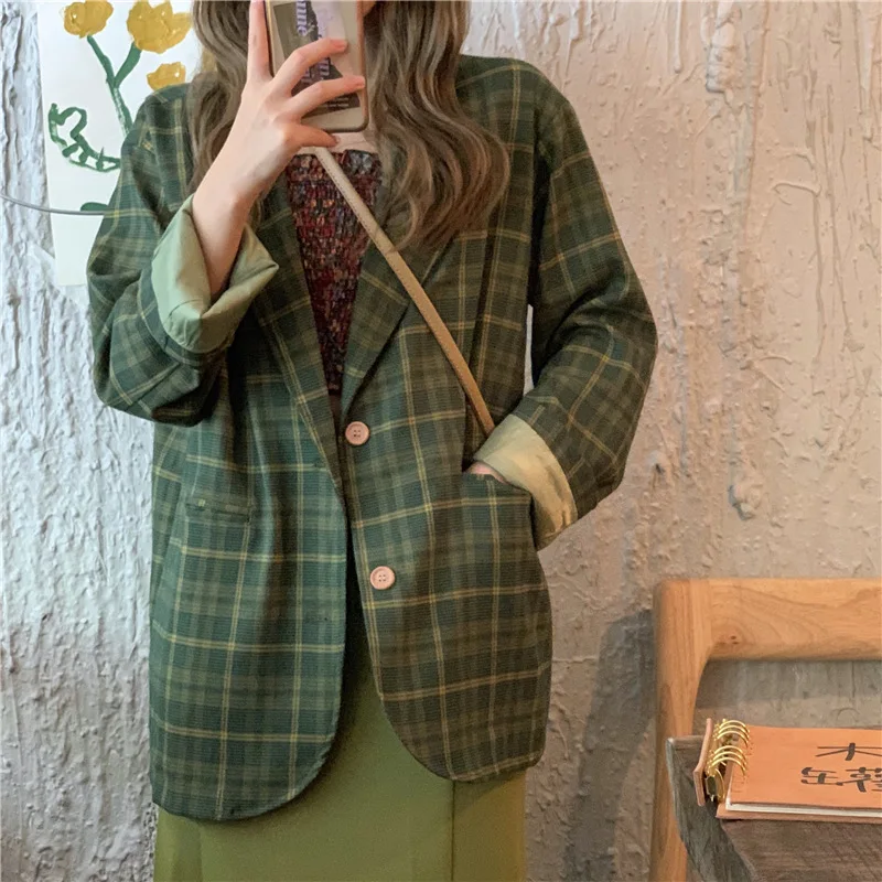 Small Suit Fashion Plaid Cropped Jacket Women's Korean-style 2019 Autumn New Style Loose-Fit Long Sleeve Vintage Blazer Fashion
Small Suit Fashion Plaid Cropped Jacket Women's Korean-style 2019 Autumn New Style Loose-Fit Long Sleeve Vintage Blazer Fashion