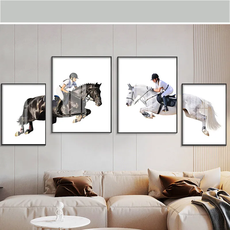 

Modern Figure Painting Unframed Painting Riding Warrior Poster Canvas Add Frame Painting Horse Mural Decoration Wall Printing