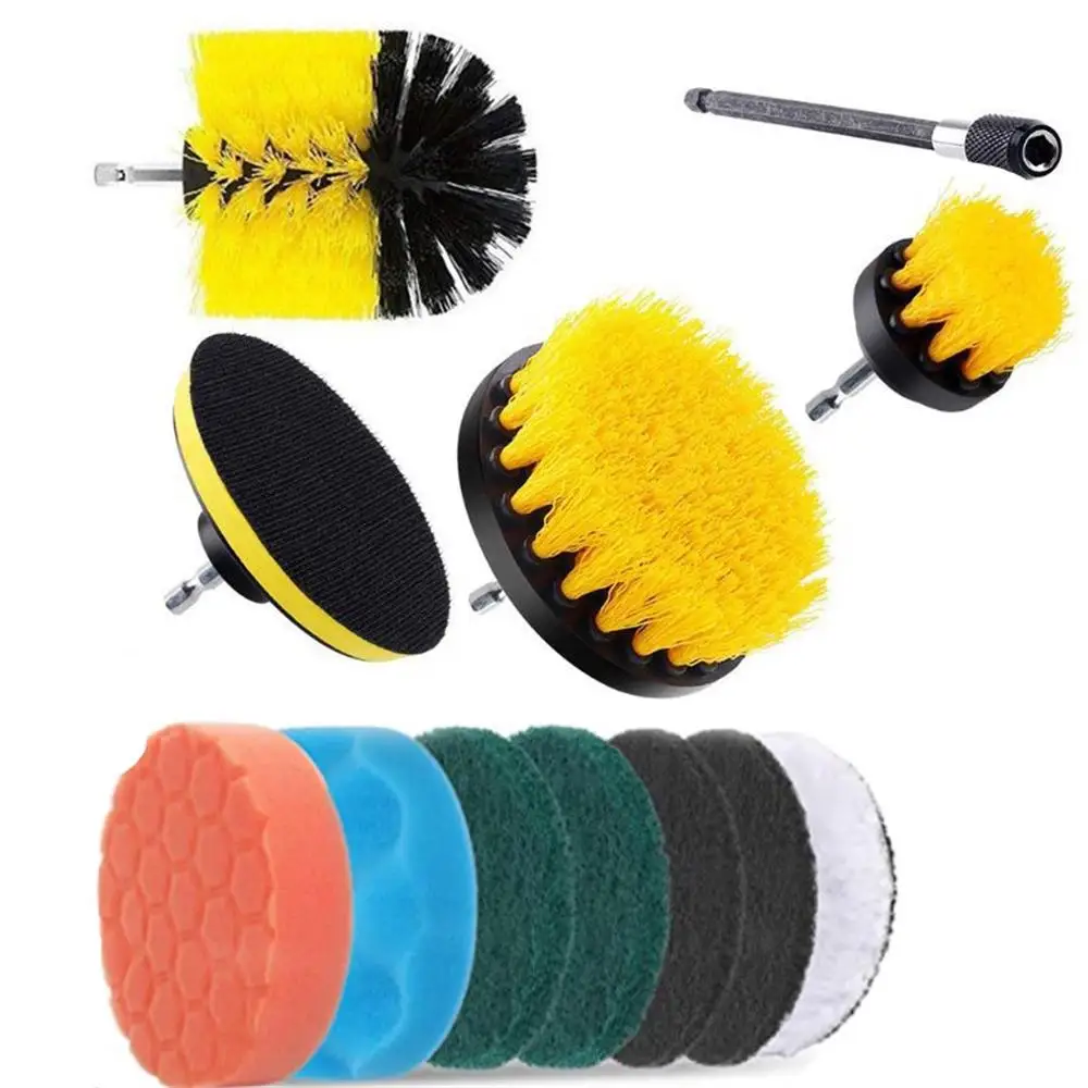 12PCS/SET Cleaning Brush Scouring Pad Electric Drill Scrub Pads Kit Power Scrubber for Carpet Glass Car Clean | Детали инструментов