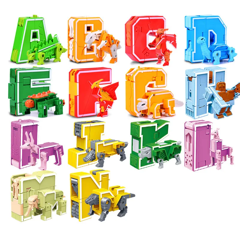 Deformable numeric alphabet robot puzzle combination set 26-letter dinosaur team cultivate practical ability Children's present
Deformable numeric alphabet robot puzzle combination set 26-letter dinosaur team cultivate practical ability Children's present