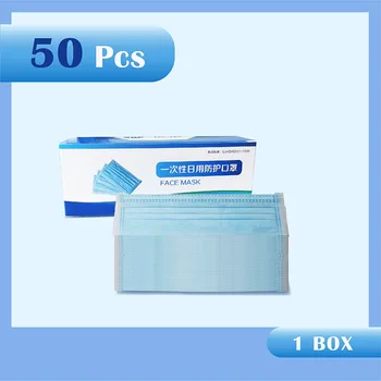 

50pcs 3 ply custom disposable nonwoven dust 3ply disposable respirator face mask with earloop