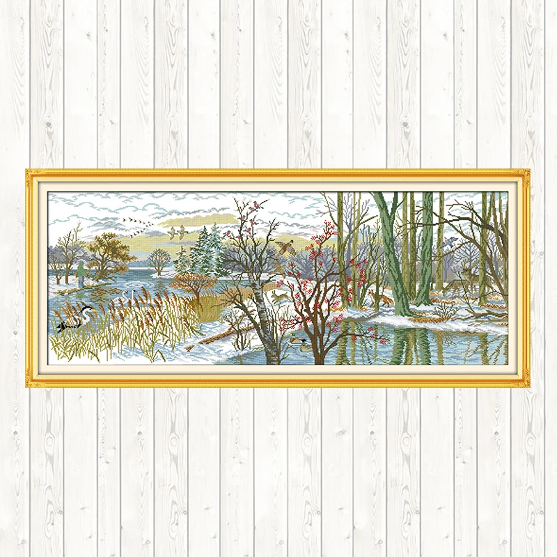 Набор для вышивки крестиком Beautiful Lake 11CT 14CT посылка ручной работы DMC Floss Kit | Дом и