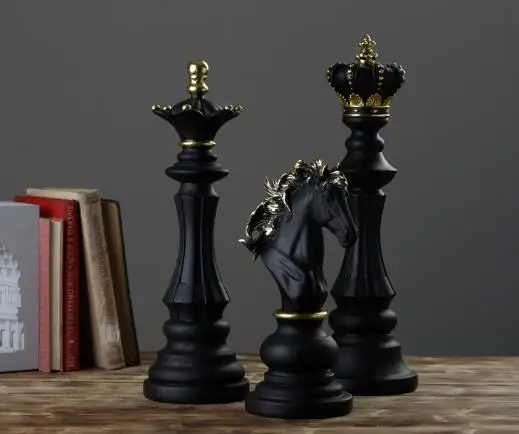 European-style retro black and white chess crafts, home office desktop decoration, study living room decoration
European-style retro black and white chess crafts, home office desktop decoration, study living room decoration