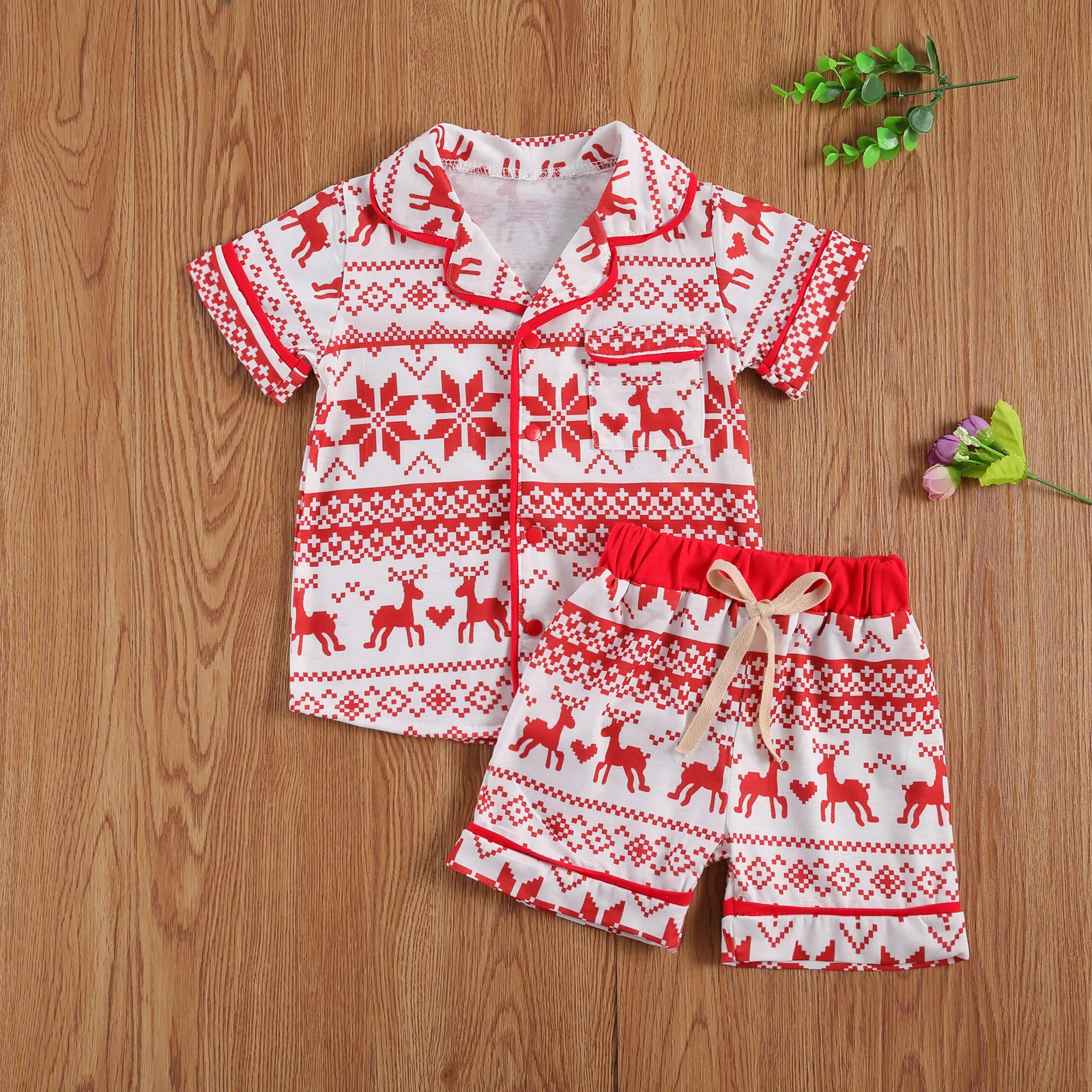 Pudcoco Toddler Baby Girl Clothes Christmas Sleepwear Set Red Snowflake and Deer Printed Pattern Lapel Top Shorts 2Pcs Outfits
Pudcoco Toddler Baby Girl Clothes Christmas Sleepwear Set Red Snowflake and Deer Printed Pattern Lapel Top Shorts 2Pcs Outfits