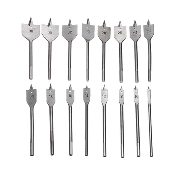 16Pcs Woodworking Tool Sets Durable High Carbon Steel Flat Drill Bits Flat Spade Bit Wood Tools Drill Bit 6-38mm
16Pcs Woodworking Tool Sets Durable High Carbon Steel Flat Drill Bits Flat Spade Bit Wood Tools Drill Bit 6-38mm