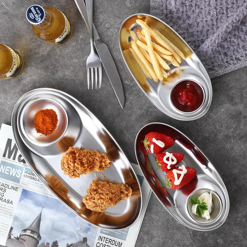 Grid plate 304 Stainless Steel Snack Plate Divided Grid Plate Oval Plate With Sauce Plate Western Fries Fried Chicken Plate
Grid plate 304 Stainless Steel Snack Plate Divided Grid Plate Oval Plate With Sauce Plate Western Fries Fried Chicken Plate