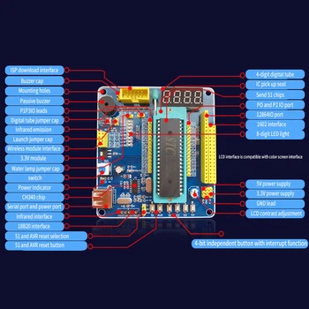 51 MCU Development Board 51/AVR MCU Minimum System Board 51 MCU Learning Board with LCD
51 MCU Development Board 51/AVR MCU Minimum System Board 51 MCU Learning Board with LCD