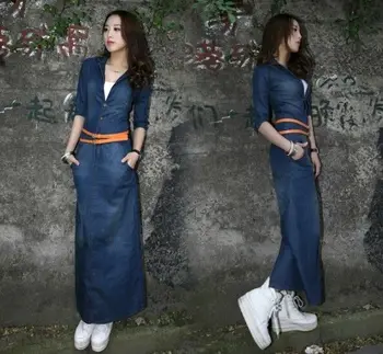 Women's Slim dress Washed Denim Dress Casual Long Jean With Belt Long Sleeve
Women's Slim dress Washed Denim Dress Casual Long Jean With Belt Long Sleeve