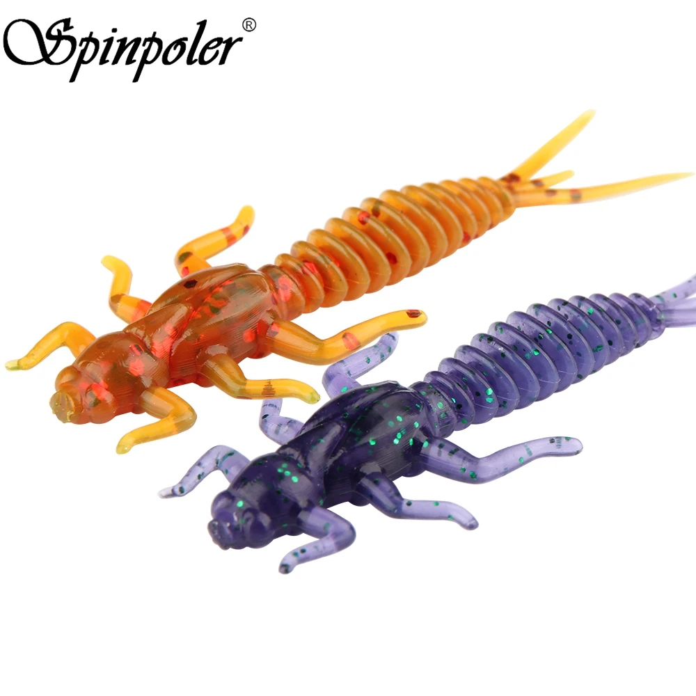 Spinpoler 10pcs Bionic Larva Soft Bait 60mm 1.4g Plastic Fishing Lure 4 Colors Silicone Bass Pike Wobbler For Float | Спорт и
