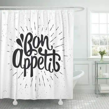 Lunch Inspirational Bon Appetit Calligraphy Dinner Shower Curtains Waterproof Polyester Fabric 72 x 72 Inches Set with Hooks
Lunch Inspirational Bon Appetit Calligraphy Dinner Shower Curtains Waterproof Polyester Fabric 72 x 72 Inches Set with Hooks