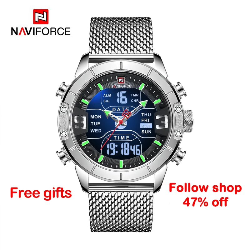 NAVIFORCE мужские часы люксовый бренд военные спортивные кварцевые цифровые
