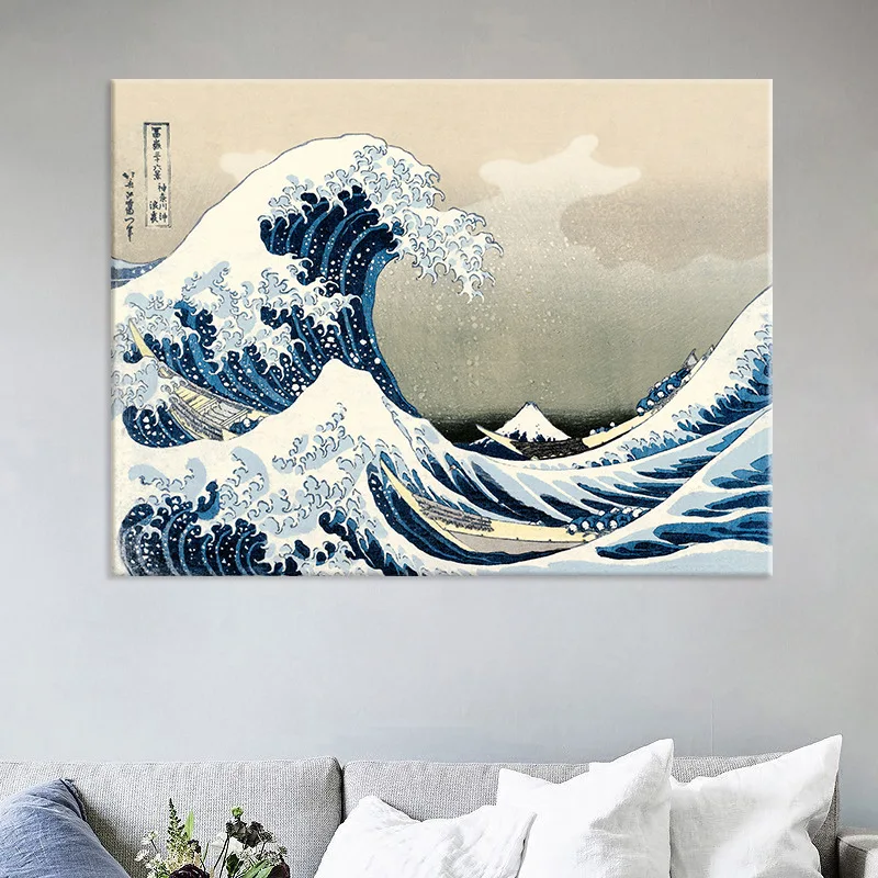 Япония большая волна Kanagawa Живопись Искусство домашний декор холст живопись для