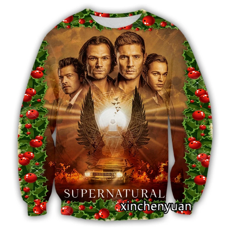 

phechion New Men/Women 3D Printed TV Supernatural Christmas Casual Sweatshirt Fashion Men Loose Sporting Sweatshirt D31