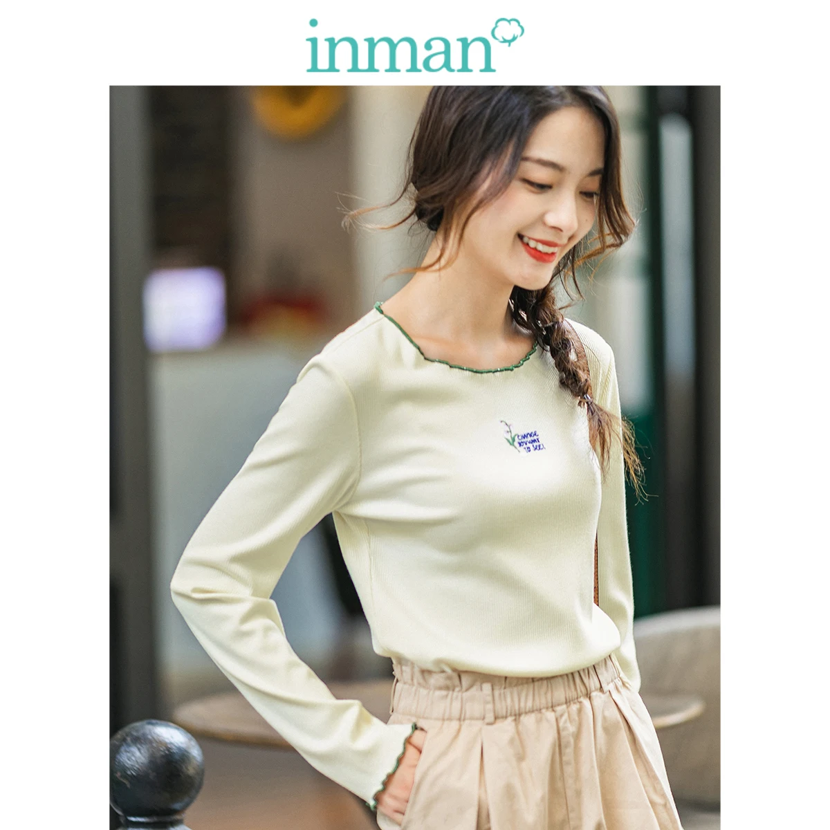 INMAN 2020 Spring New Arrival O Collar Sweet Style Elastic Function Minimalist Basic Style Women Embroidery Long Sleeve T-Shirt
INMAN 2020 Spring New Arrival O Collar Sweet Style Elastic Function Minimalist Basic Style Women Embroidery Long Sleeve T-Shirt