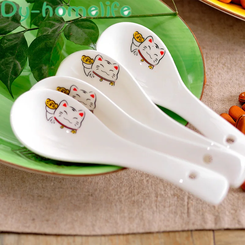 Japanese Lucky Cat Ceramic Spoon Hotel Kitchen Household Bone China Spoon Rice Spoon Tableware Chinese Style
Japanese Lucky Cat Ceramic Spoon Hotel Kitchen Household Bone China Spoon Rice Spoon Tableware Chinese Style