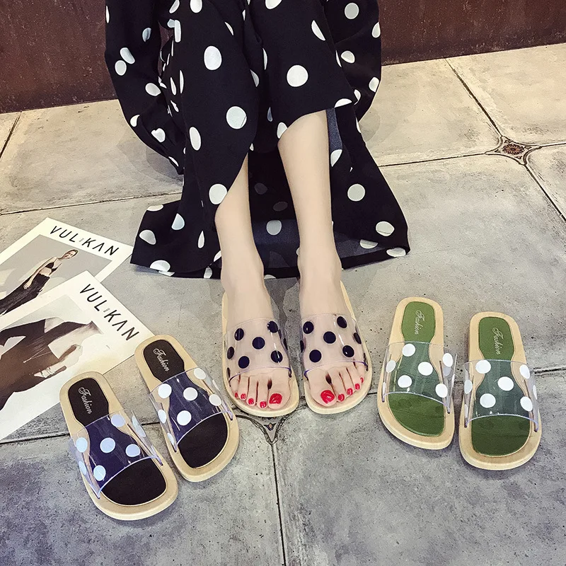 Slipper Women's Outer Wear Summer New Style Korean-style Sandals Transparent Dotted Fashion Flat Students Soft-Sole Casual Slipp
Slipper Women's Outer Wear Summer New Style Korean-style Sandals Transparent Dotted Fashion Flat Students Soft-Sole Casual Slipp