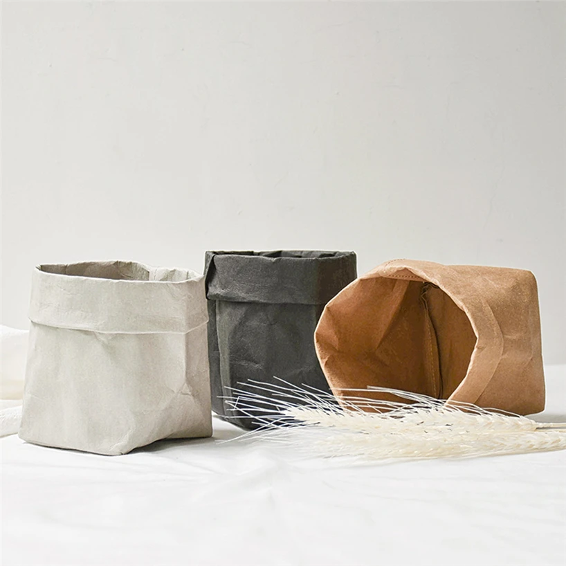 Washable kraft paper bag plant flower pot multifunctional portable simple home garden storage bag save space reuse