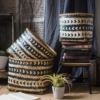 Woven Baskets African element black geometric pattern handmade bamboo storage basket
Woven Baskets African element black geometric pattern handmade bamboo storage basket